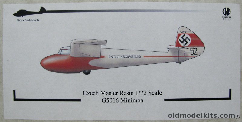 Czech Model 1/72 Goppingen Go-3 'Minimoa' - NSFK June 1939 / Czech National Aeroclub Rana 1945-46 / Exported by Zeppelin to Argentina / British Air Force of Occupation Gliding Club 1945, G5016 plastic model kit